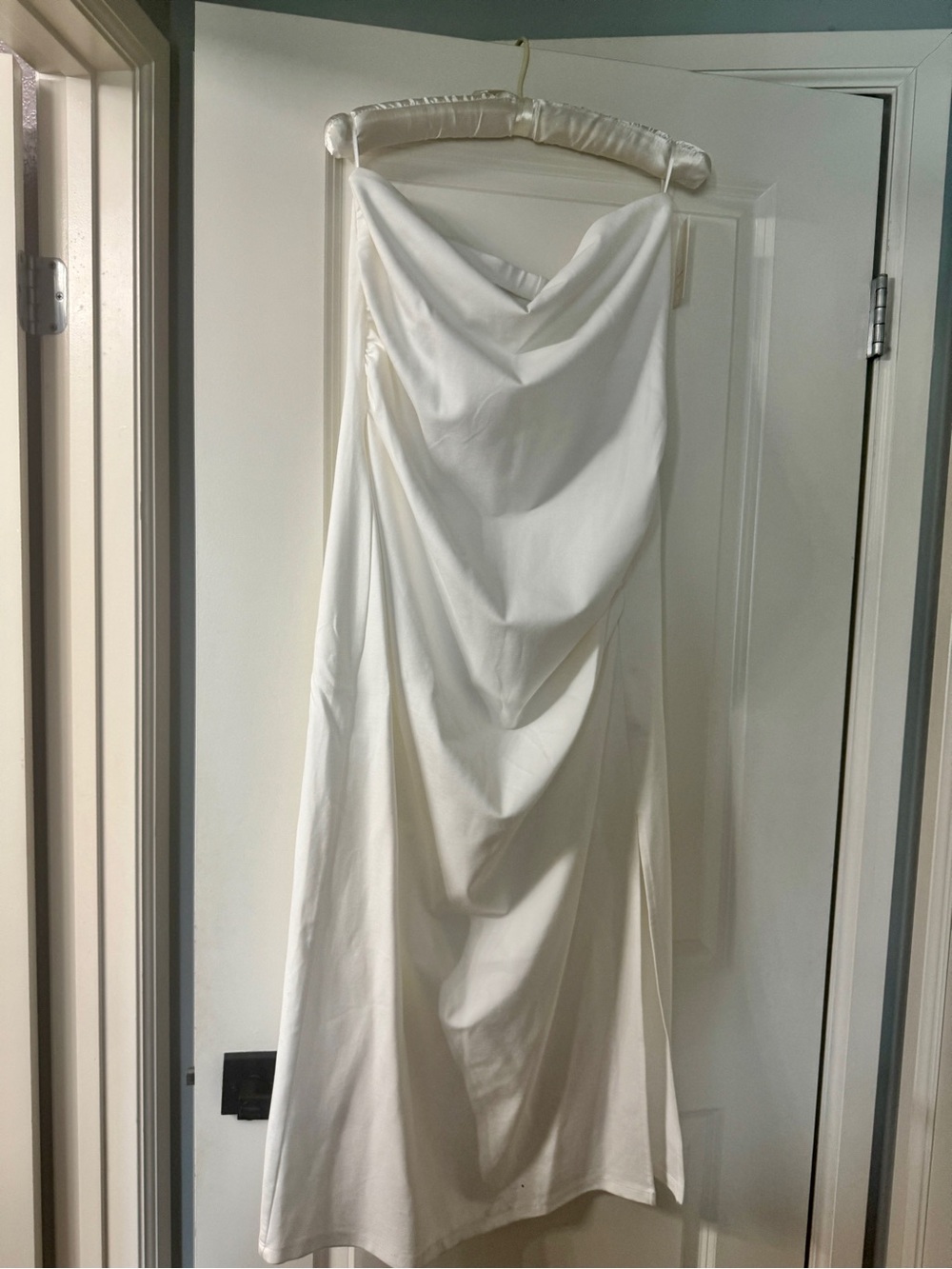 Lange White Draped Midi Skirt